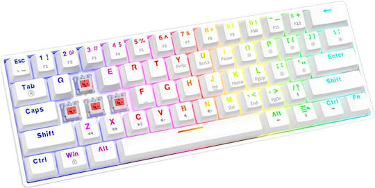 Savio WHITEOUT X2 Gaming Mechanical Keyboard 60% with Outemu Red switches and RGB lighting (English US) White