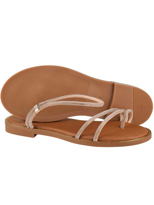 Yfantidis Women's Flat Sandals in Gold Color