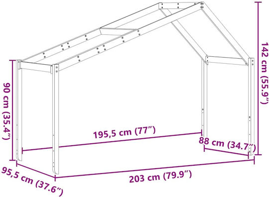 Беседка Легло Кафяв 203x95.5x142см