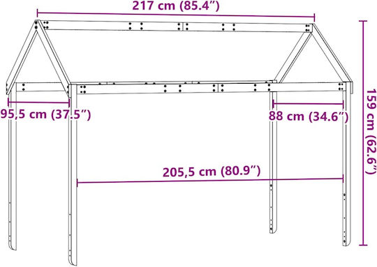 Bed Accessories Brown 217x95.5x159cm