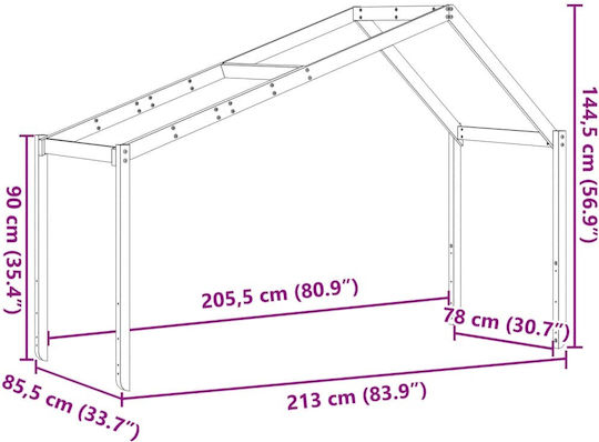 Κιόσκι Κρεβατιού Καφέ 213x85.5x144.5cm