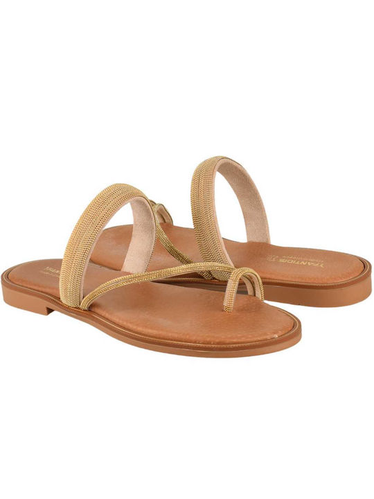 Yfantidis Women's Flat Sandals in Gold Color