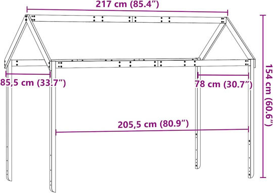 Κιόσκι Κρεβατιού Καφέ 217x85.5x154cm