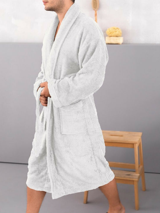 Palamaiki Pearl Set Men's Collar Bathrobe White 500gr/m²