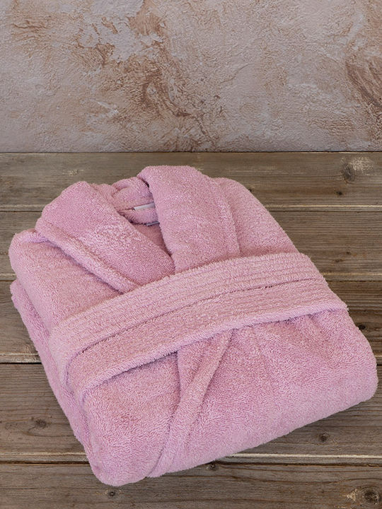 Nima Asana Bathrobe with Collar Pink 450gr/m²