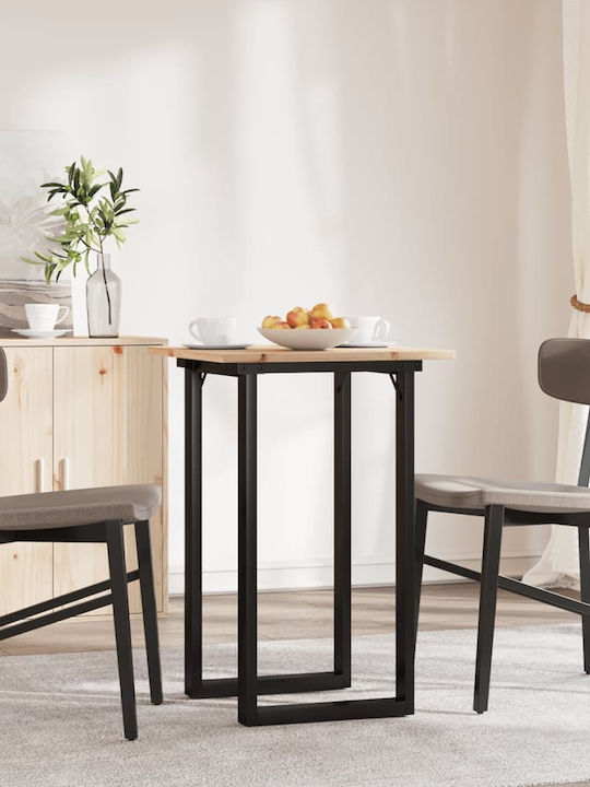 Dining Room Table from Solid Wood and Metal Brown 50x50x75cm