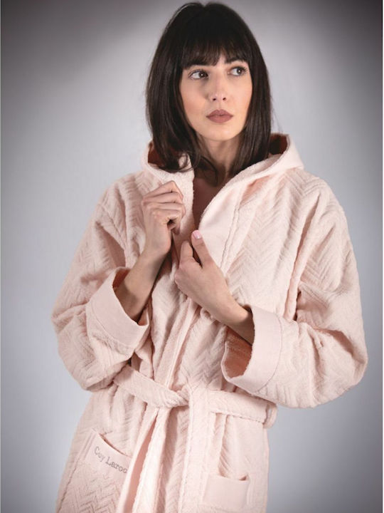 Guy Laroche Palacio Bathrobe with Hood Old Pink 1131090217006