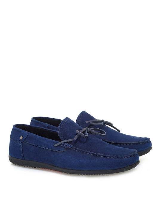 JK London Δερμάτινα Ανδρικά Loafers σε Μπλε Χρώμα