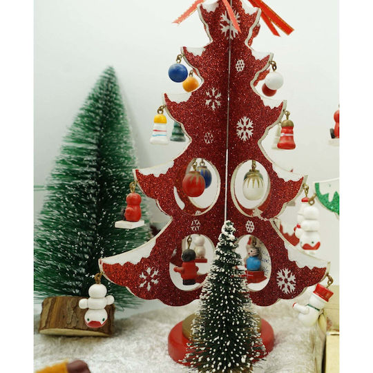 Decorațiune de Crăciun Lemn Braduleț 33cm. Roșu