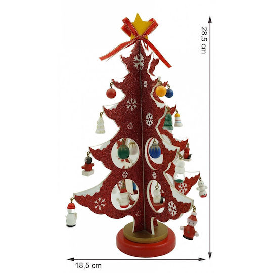 Decorațiune de Crăciun Lemn Braduleț 33cm. Roșu