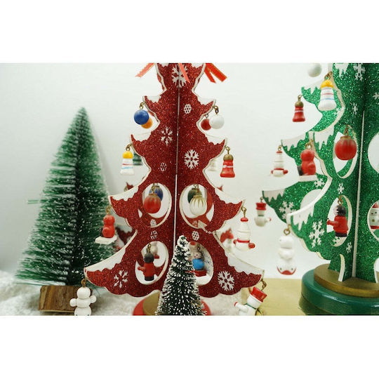 Decorațiune de Crăciun Lemn Braduleț 33cm. Roșu