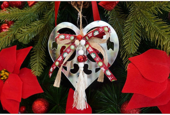 Hängendes Herz Ornament Weiß 26x14cm