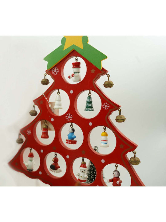 Decorațiune de Crăciun Lemn Braduleț 28cm. Roșu