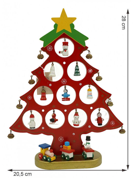 Decorațiune de Crăciun Lemn Braduleț 28cm. Roșu
