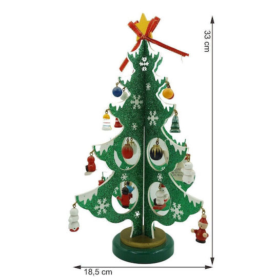 Christmas Decorative Wood Tree 33cm Green