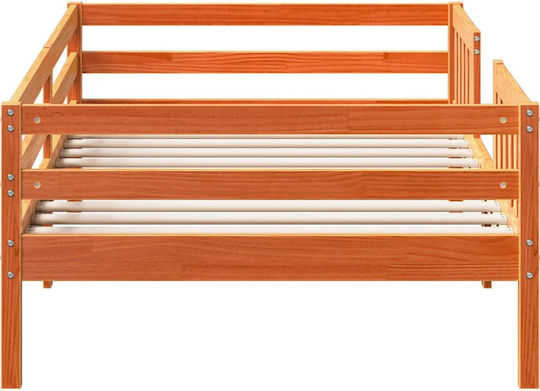 Pat pentru Copii Clasic Single Maro pentru Saltea 100x200cm