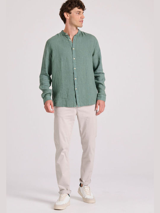 Garage Fifty5 Men's Shirt Long Sleeve Linen Green