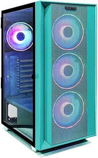 ProGaming Pro Gaming Jungle Mini Tower Computer Case with Side Window and ARGB Lighting Turquoise