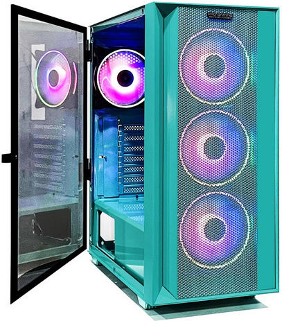 ProGaming Pro Gaming Jungle Mini Tower Computer Case with Side Window and ARGB Lighting Turquoise