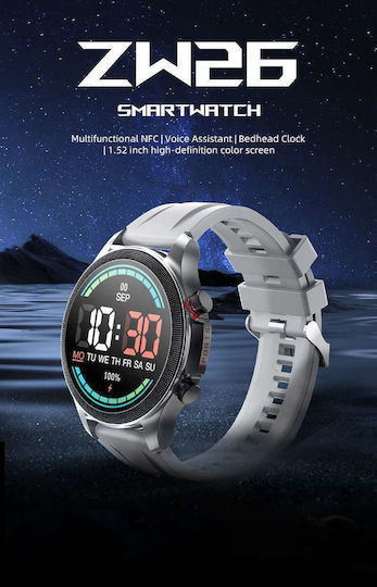 ZW26 51mm Smartwatch με Παλμογράφο (Μαύρο)