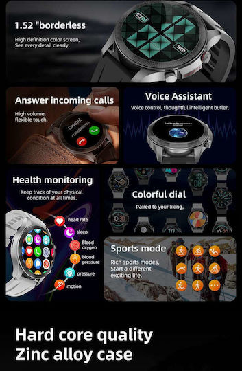 ZW26 51mm Smartwatch με Παλμογράφο (Μαύρο)