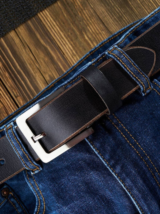 Ανδρική Ζώνη Δερμάτινη Μαύρη