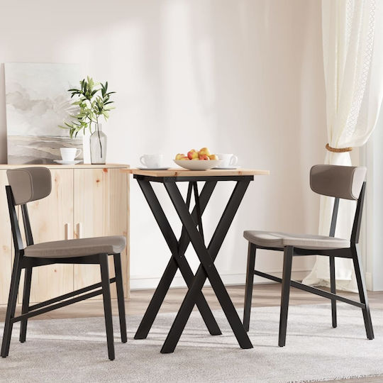 Square Dining Room Table from Solid Wood & Metal Brown 50x50x75cm