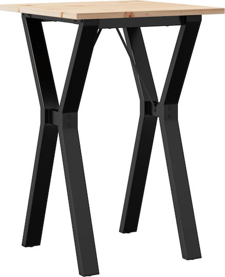 Square Dining Room Table from Solid Wood and Metal Brown 50x50x75cm