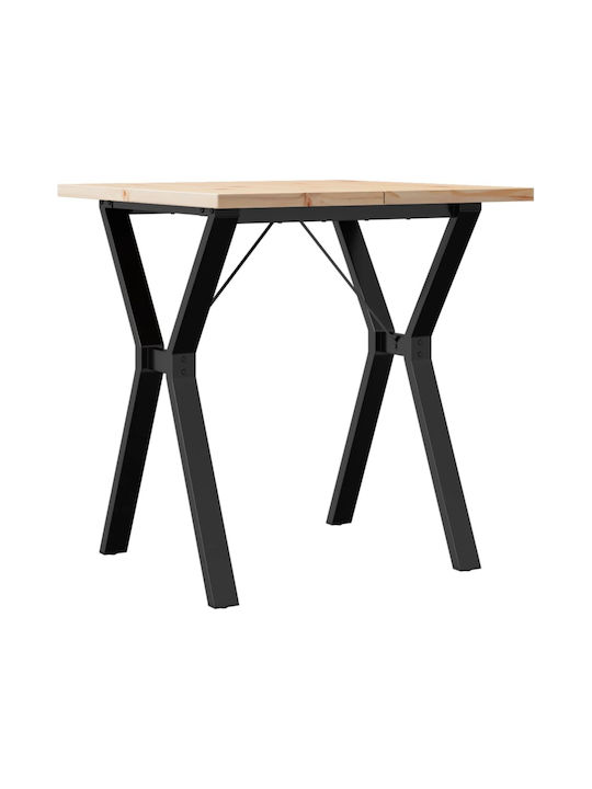 Square Table Dining Room from Solid Wood & Metal Solid pine/cast iron 70x70x75.5cm