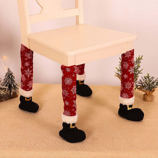 Set 4 Sock-shaped Chair Decorations Flippy Christmas Theme Textile Polyester Material 15 X 43 Cm Red