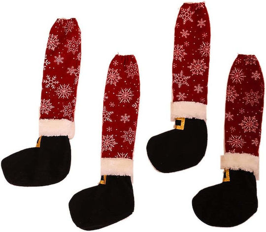 Set 4 Sock-shaped Chair Decorations Flippy Christmas Theme Textile Polyester Material 15 X 43 Cm Red