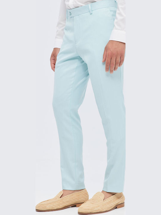 Pantaloni Elastic cu Croială Slim Albastru deschis