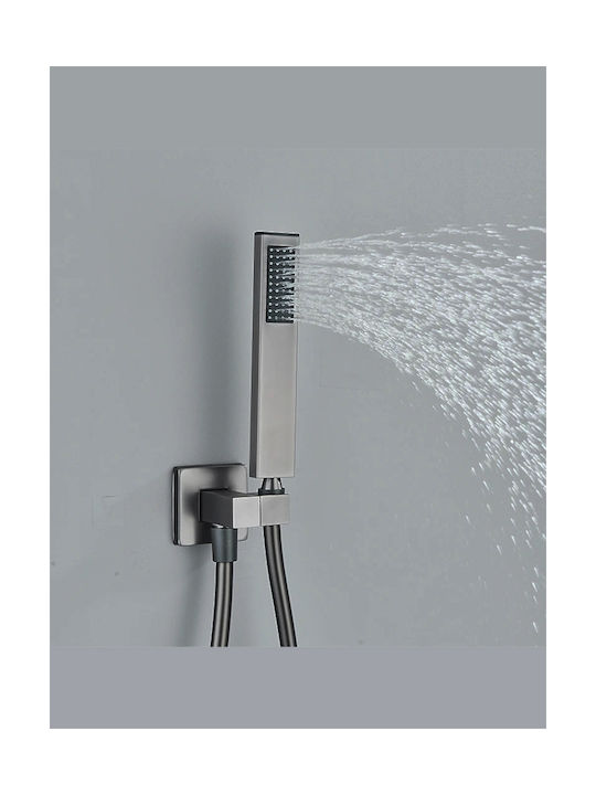 Naron CZ4034 Built-in Mixer, Spout, Hand Shower & Shower Head Set for Shower 3 Exits Gray