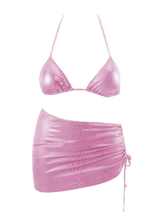 Set Bikini 3 Τεμαχίων Ροζ