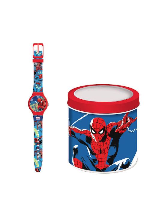 Διακάκης Spiderman Kinder Analoguhr mit Kautschuk/Plastik Armband Blau