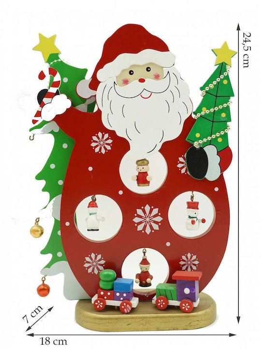 Decorativ Moș Crăciun Roșuς din Lemn 24.5x18cm.