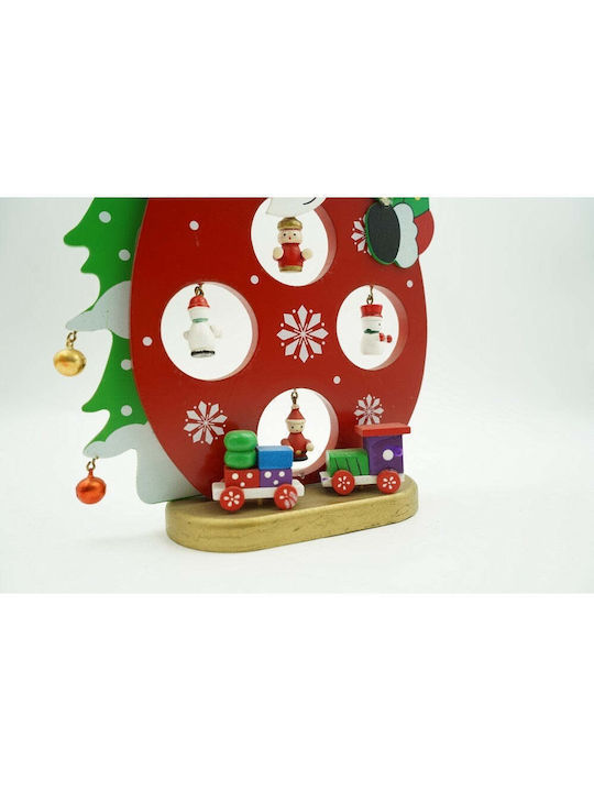 Decorativ Moș Crăciun Roșuς din Lemn 24.5x18cm.
