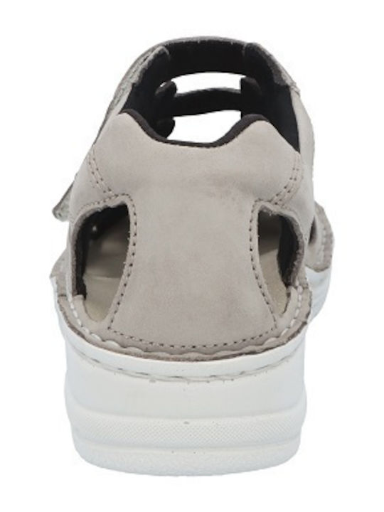 Larena Leather Women's Flat Sandals Anatomic in Gray Color