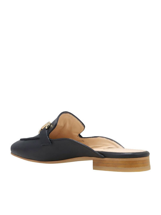 Flat Δερμάτινα Mules σε Μαύρο Χρώμα