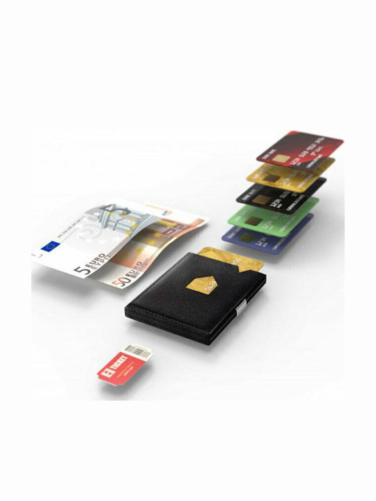 Leather Men's Wallet Cards with RFID Black