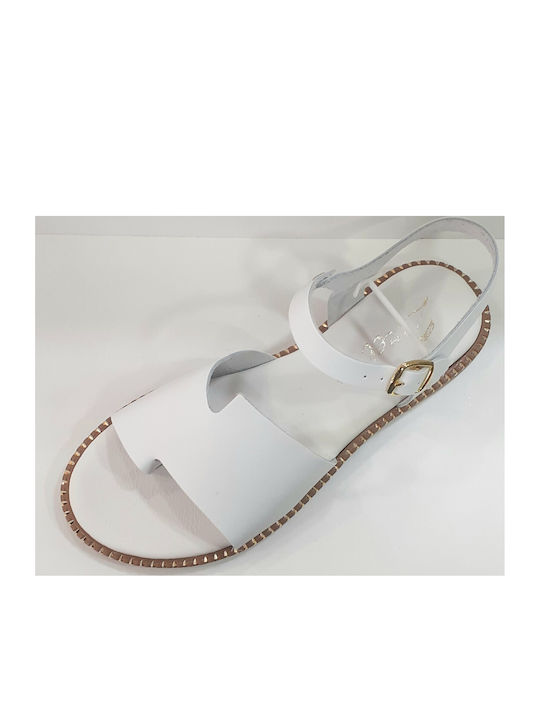 Zizel Leather Women's Flat Sandals in White Color