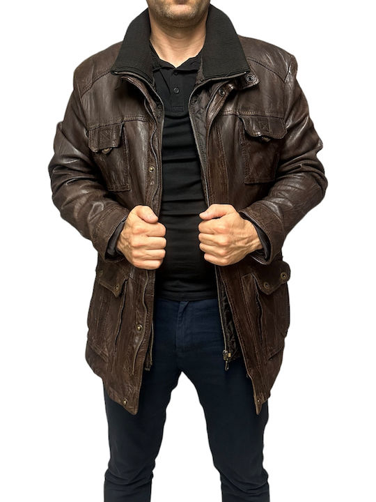 MARKOS LEATHER Men's Leather Jacket Brown