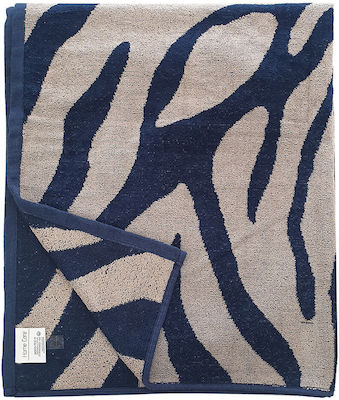 Cotton Velvet Beach Towel 86x160 Home Care Zebra indigo/beige