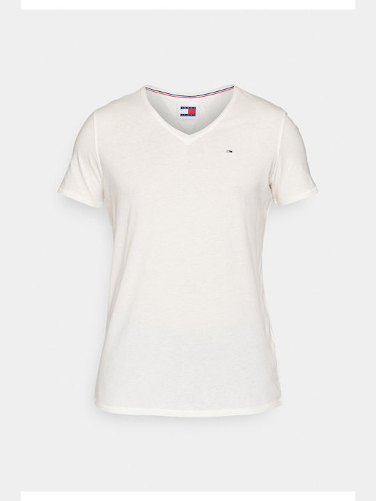 Tommy Hilfiger Herren Kurzarmshirt mit V-Ausschnitt Ancient White