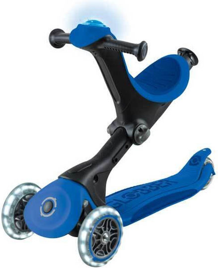Globber Kids Scooter Foldable Go Up Deluxe 3-Wheel with LED Lighting Blue