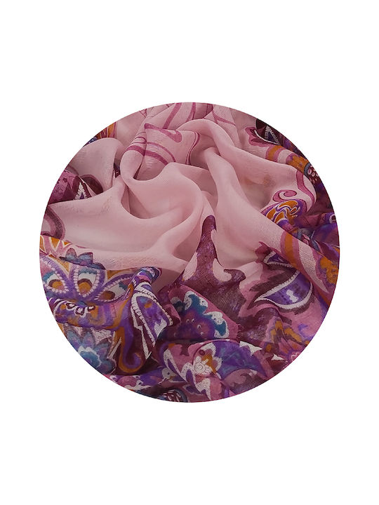 Damentaschentuch mit Blumenmuster quadratisch 90 cm x 90 cm Rosa