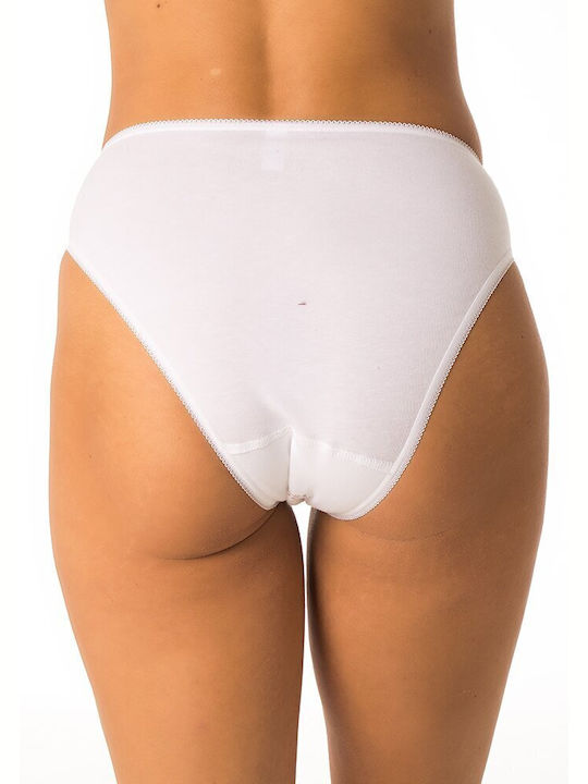 Cotton high waisted panties with lace - White