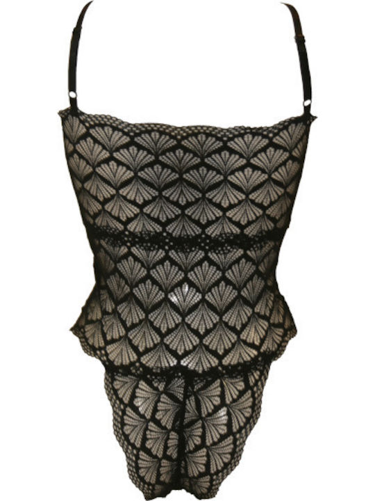 Lace and Cord Bodysuit - Black