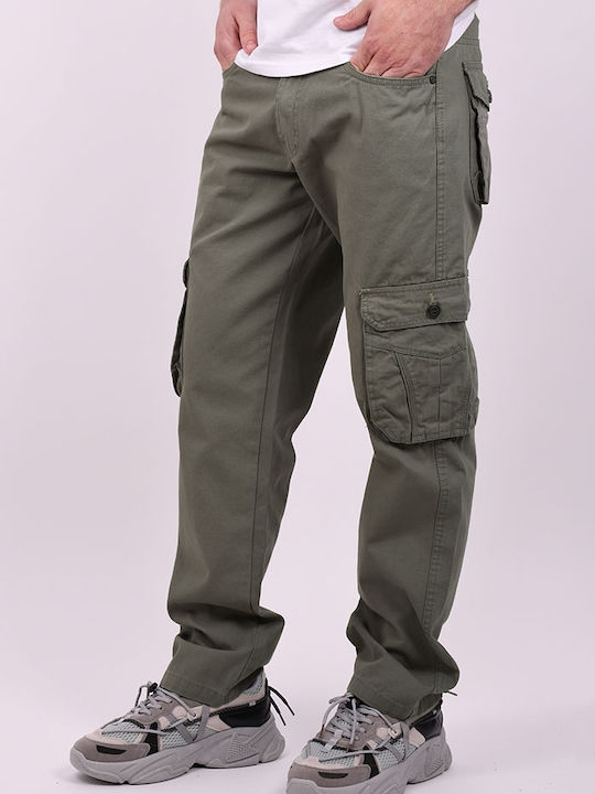 Stoff Cargohose entspannt Khaki