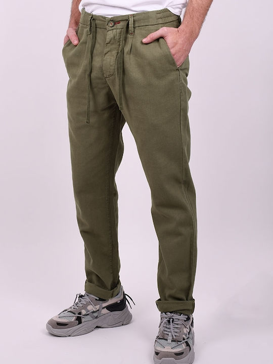 Men's linen trousers khaki Khaki